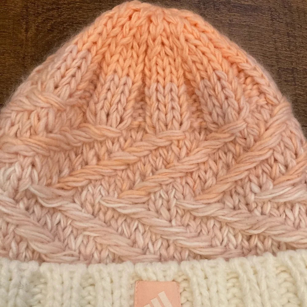 Adidas Pink/Peach/Cream Knit Beanie Hat Women’s